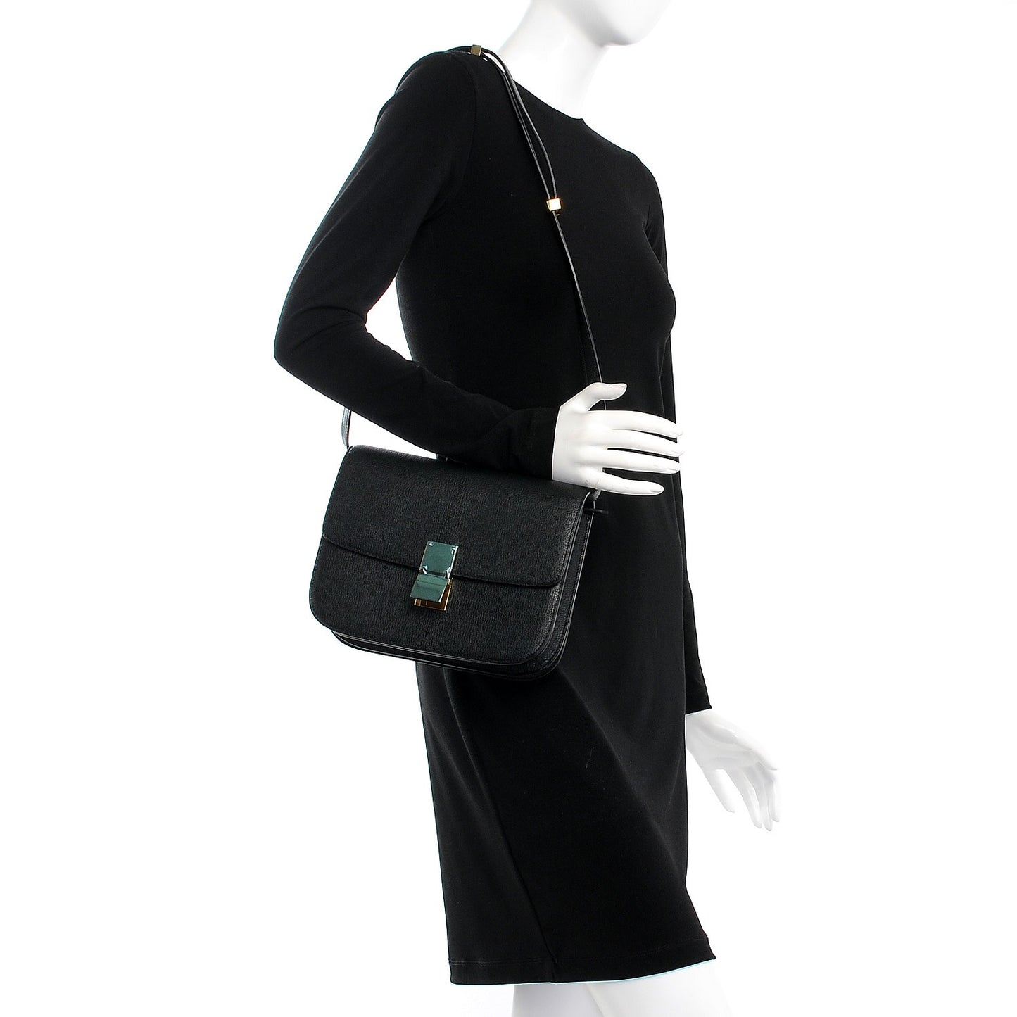 Goatskin Medium Classic Box Flap Bag Black