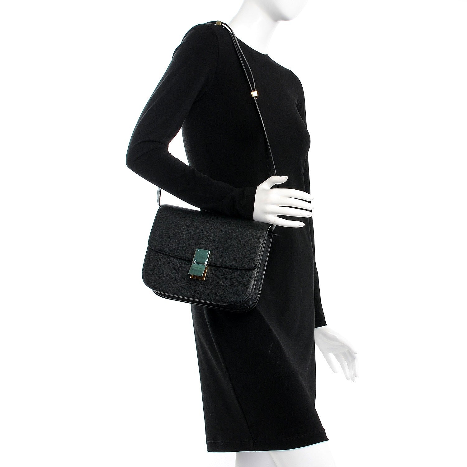 Celine Goatskin Medium Classic Box Flap Bag Black 2 of 7