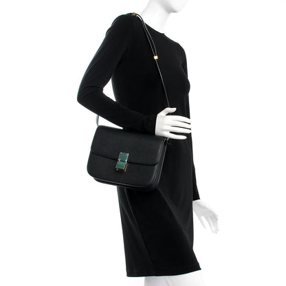 Celine Goatskin Medium Classic Box Flap Bag Black 2 of 7