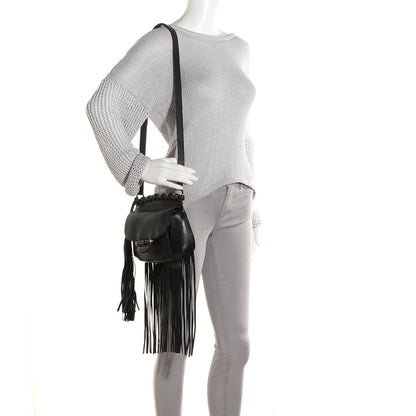 Gucci Leather Small Nouveau Fringe Shoulder Bag Black 2 of 8