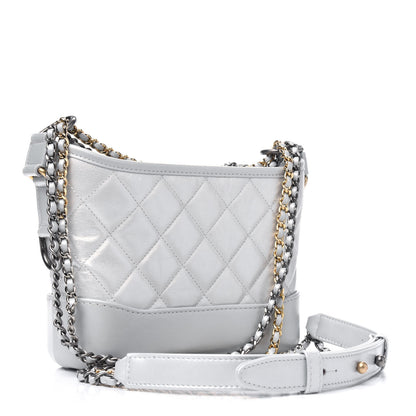 Chanel Metallic Aged Calfskin Quilted Small Gabrielle Hobo Light Silver 3 of 11