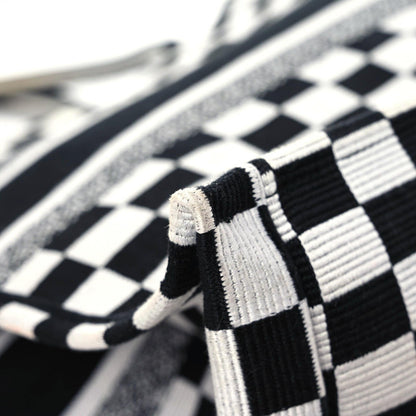 Christian Dior Canvas Embroidered Checkered Book Tote Black White 12 of 15