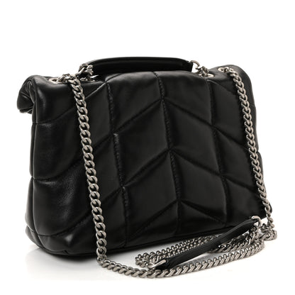 Saint Laurent Lambskin Quilted Toy Loulou Puffer Monogram Chain Satchel Black 3 of 10