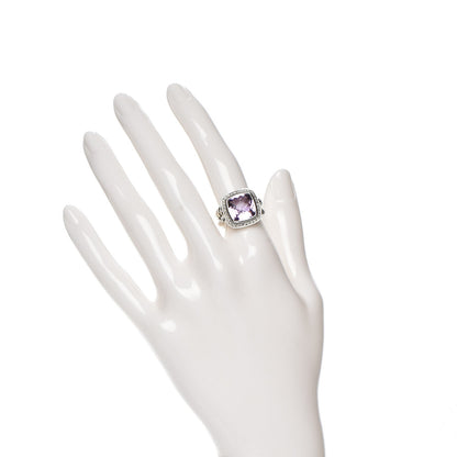 David Yurman Sterling Silver Diamond Amethyst 11mm Albion Ring 51.5 6 2 of 6