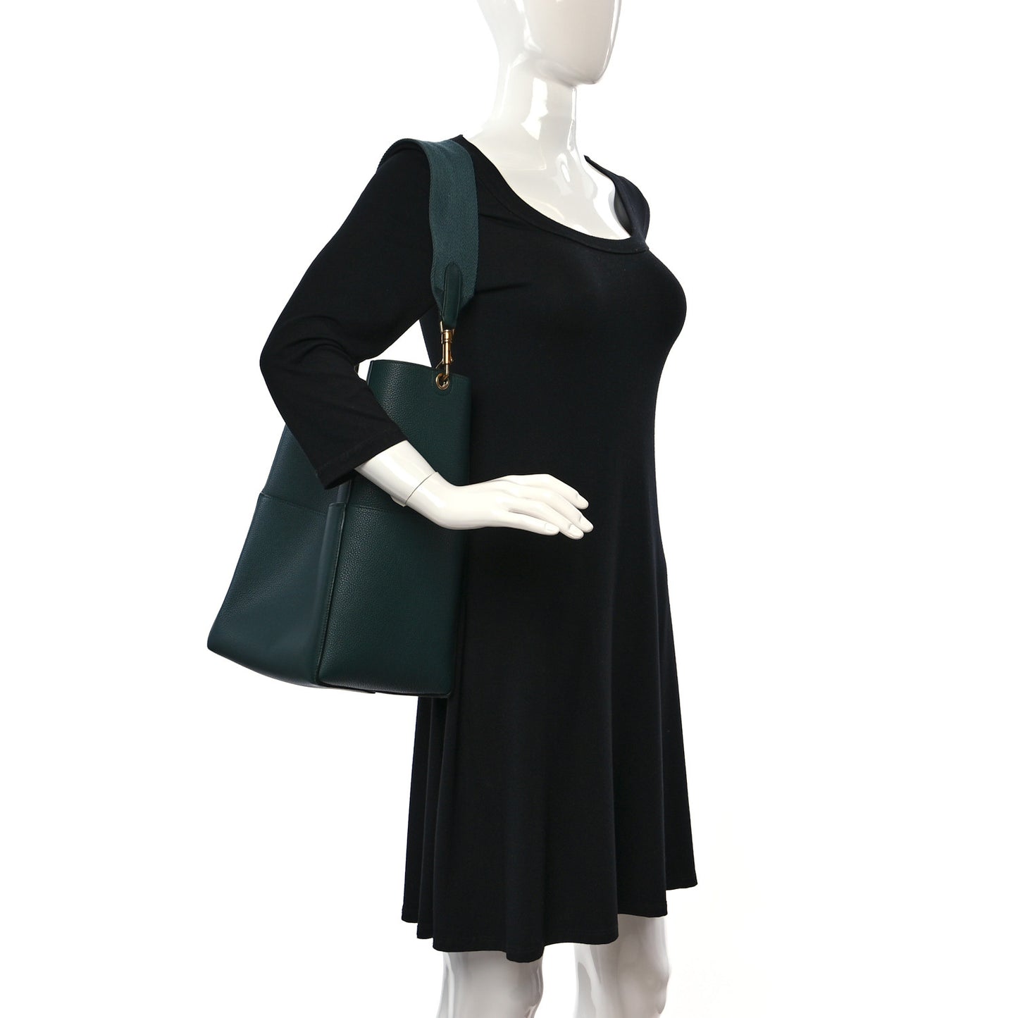 Soft Grained Calfskin Sangle Bucket Bag Amazone