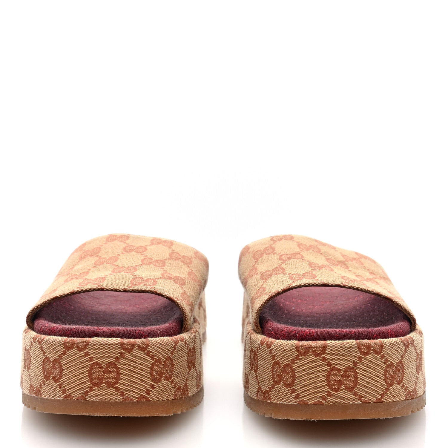 Gucci Canvas GG Monogram Angelina Platform Slide Sandals 38 Beige Ruggine 38 Beige Ruggine 3 of 8