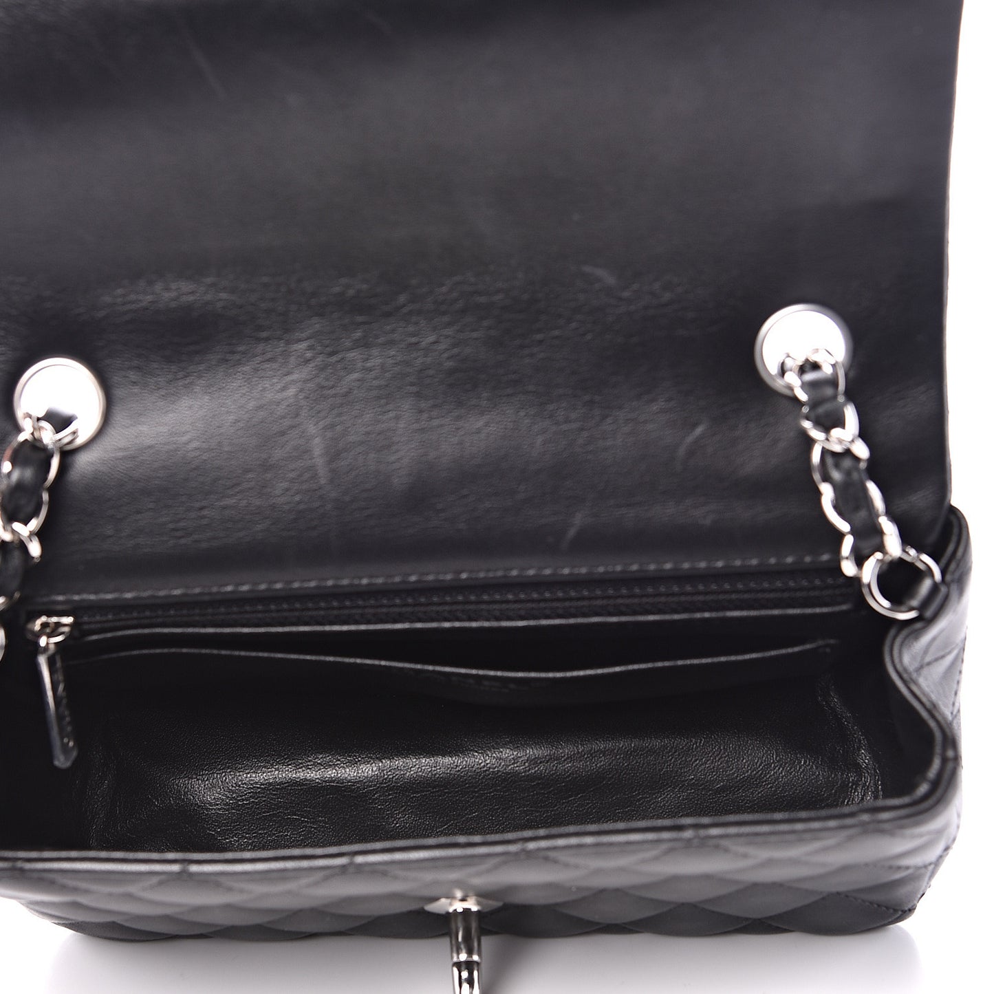 Lambskin Quilted Mini Rectangular Flap Black