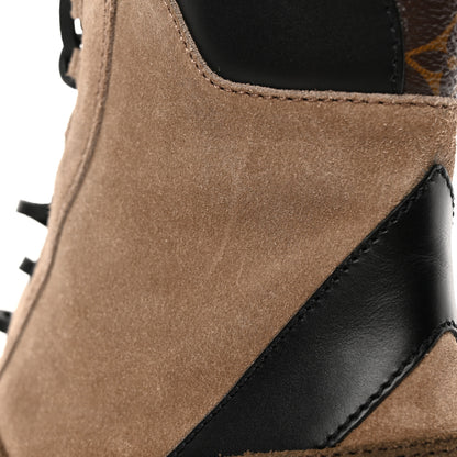 Louis Vuitton Suede Calfskin Monogram Laureate Platform Desert Boots 39.5 Taupe 13 of 16
