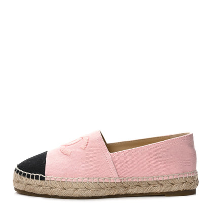 Chanel Denim Toile CC Espadrilles 38 Pink Black 1 of 7