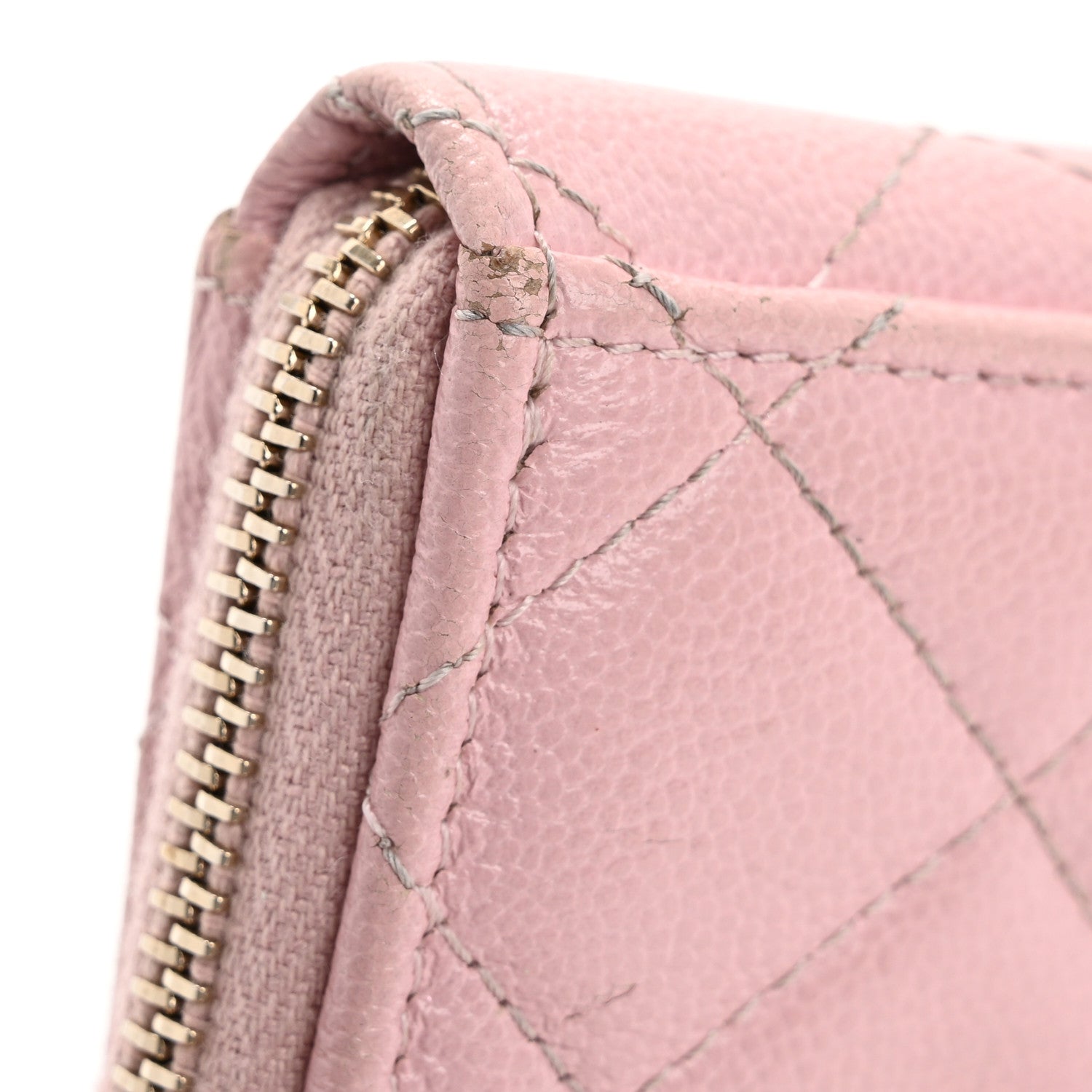Chanel Caviar Quilted Studded CC Zip Card Holder Pink 11 of 14