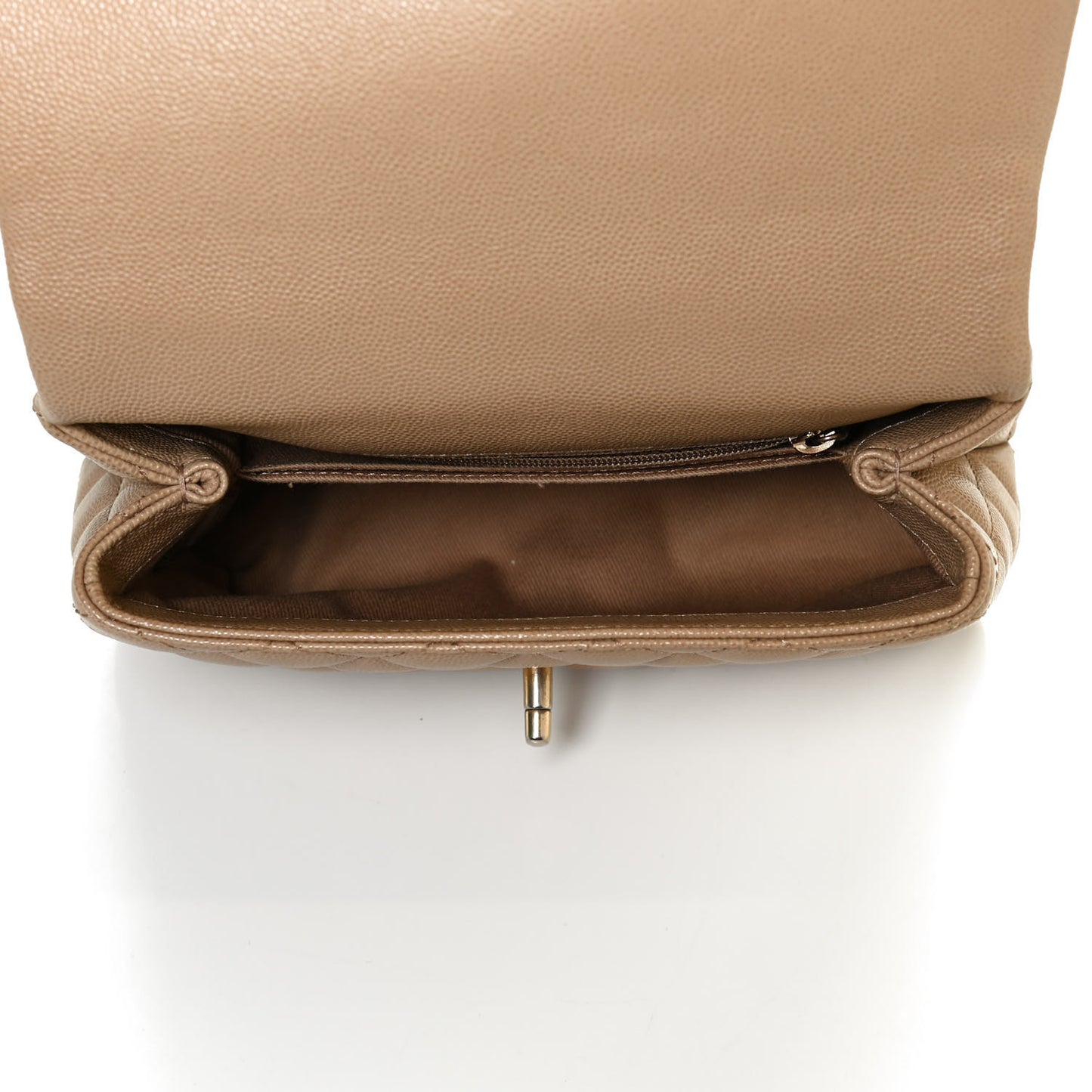 Caviar Lizard Embossed Quilted Mini Coco Handle Flap Beige