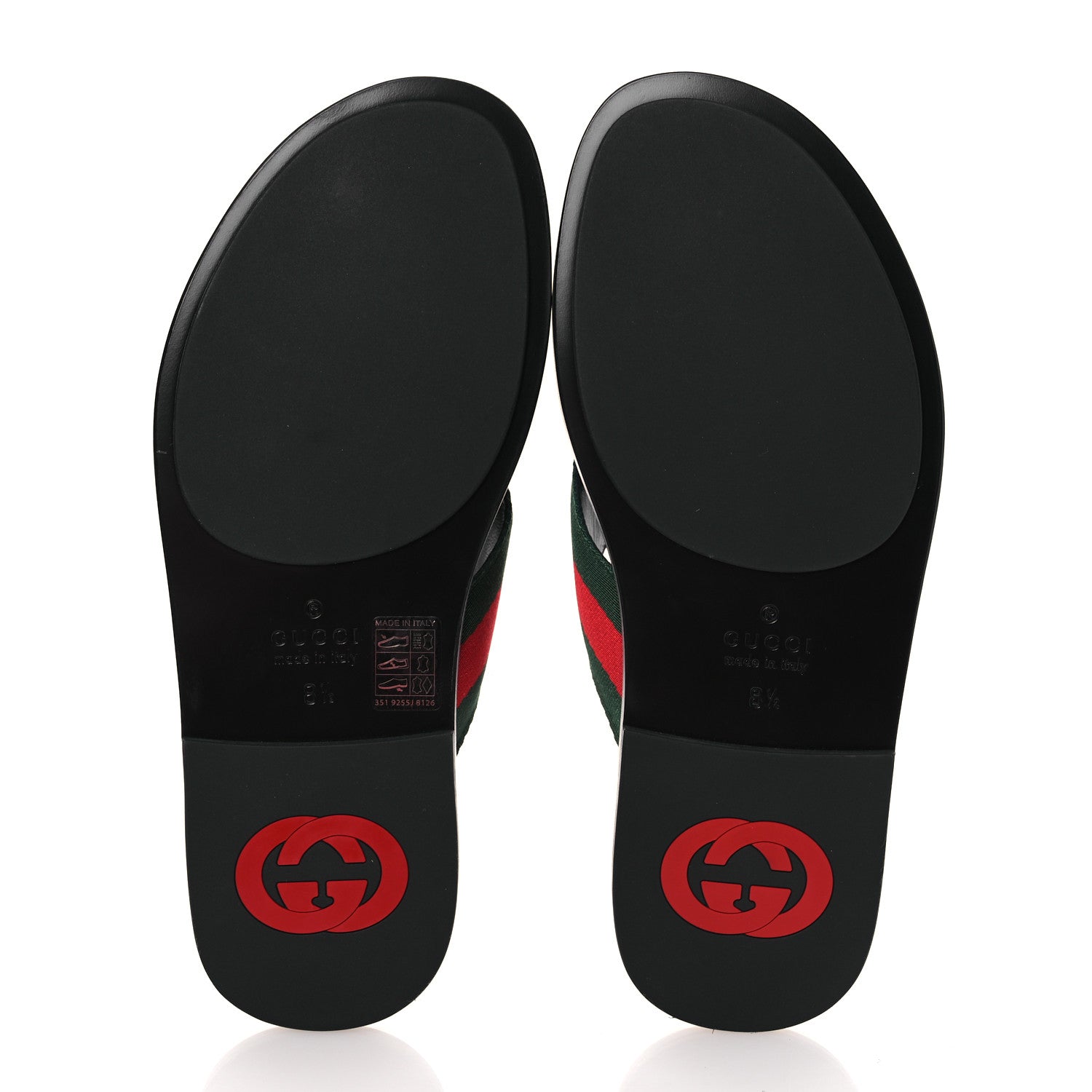 Gucci Nylon Calfskin Web Mens GG Thong Sandals 8.5 Green Red Black 7 of 11