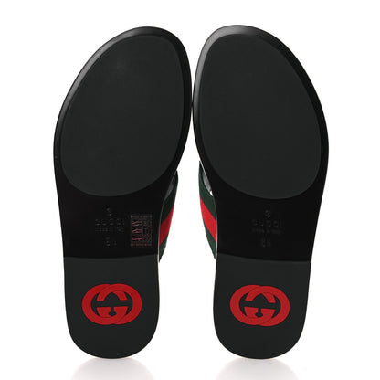Gucci Nylon Calfskin Web Mens GG Thong Sandals 8.5 Green Red Black 7 of 11