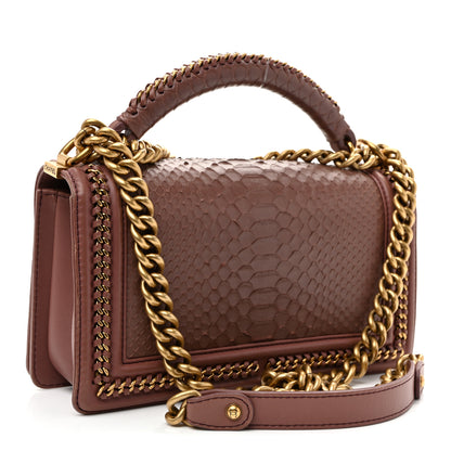 Chanel Snakeskin Calfskin Medium Chain Around Top Handle Boy Flap Mauve 3 of 11