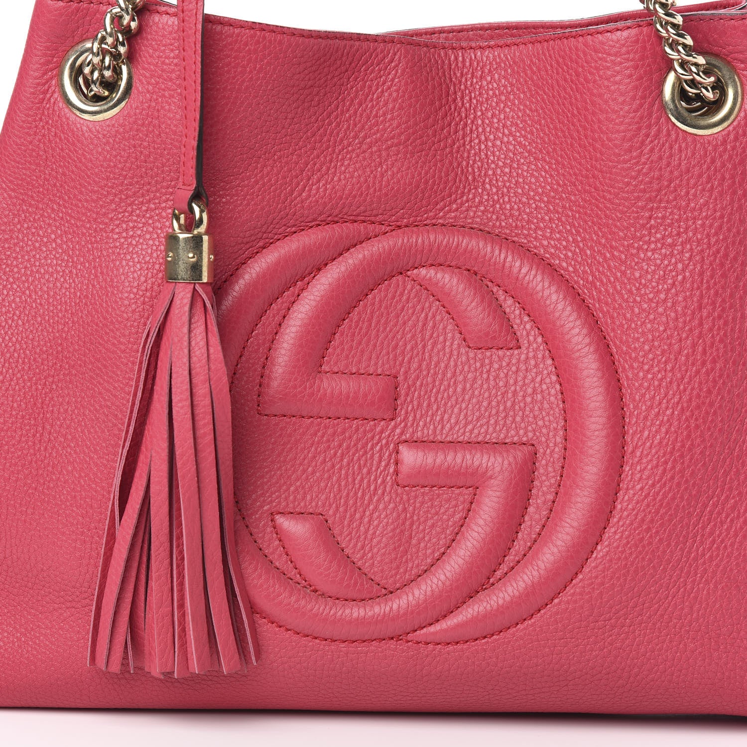 Gucci Pebbled Calfskin Medium Soho Chain Shoulder Bag Pink 12 of 12