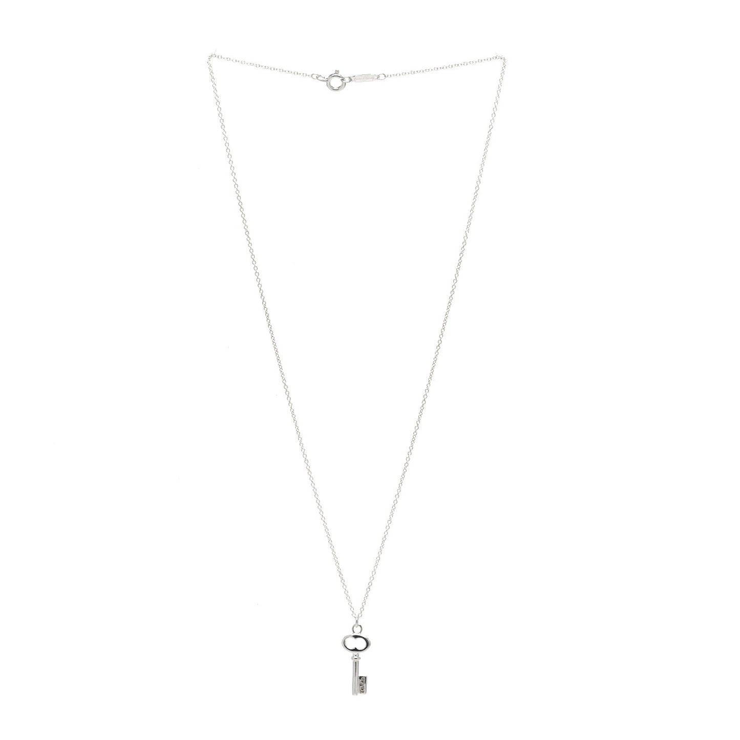 Sterling Silver Mini Oval Key Pendant Necklace