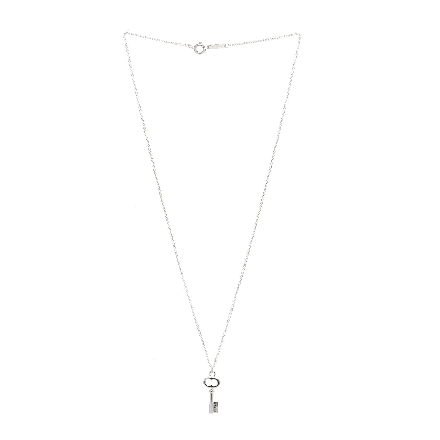 Tiffany Sterling Silver Mini Oval Key Pendant Necklace 3 of 5