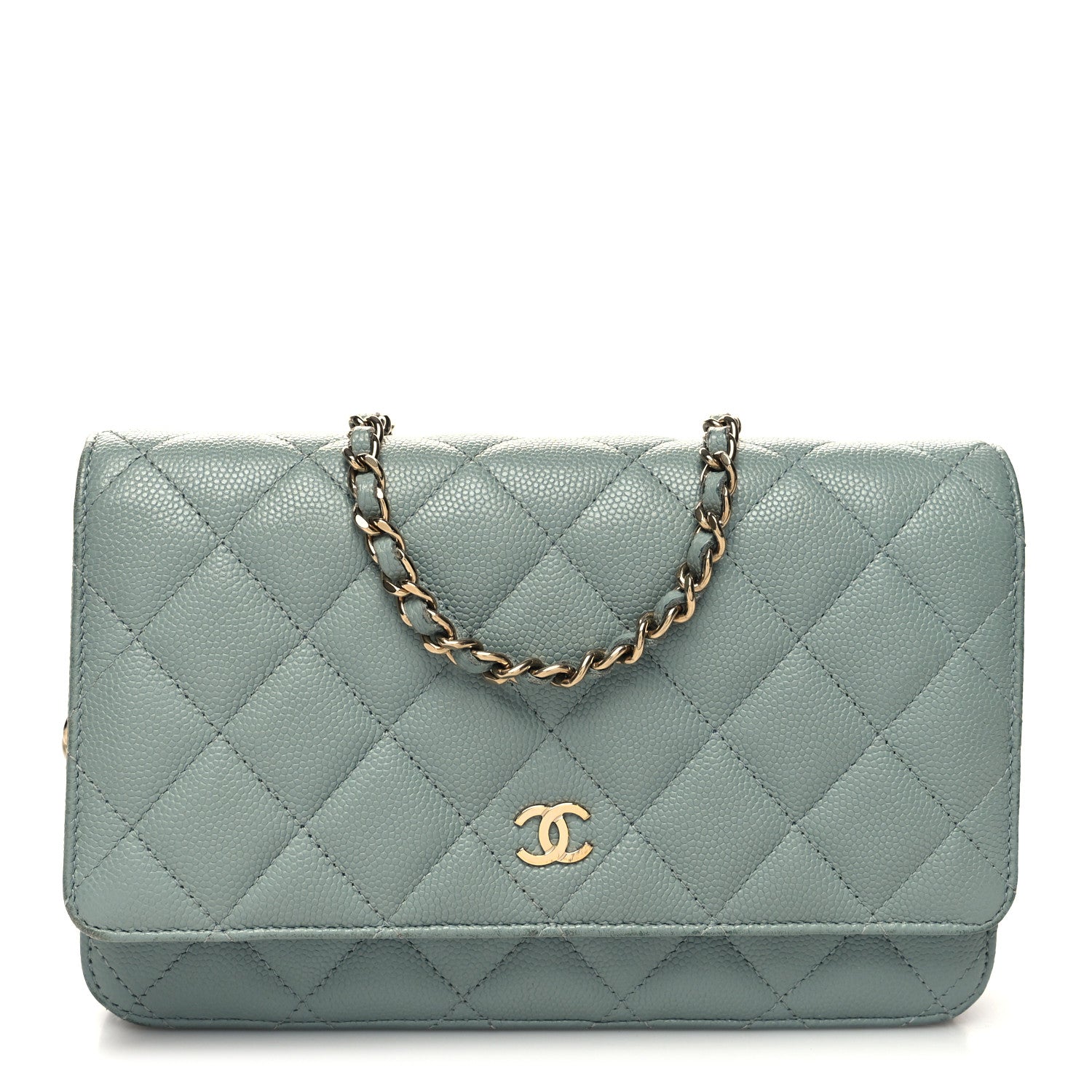 Chanel Caviar Quilted Wallet on Chain WOC Light Blue 1 of 12
