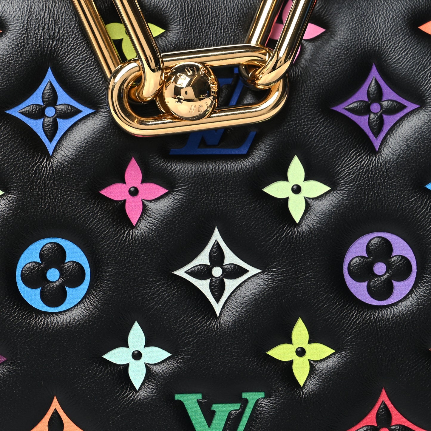 LV X TM Lambskin Embossed Monogram Coussin BB Black Multicolor
