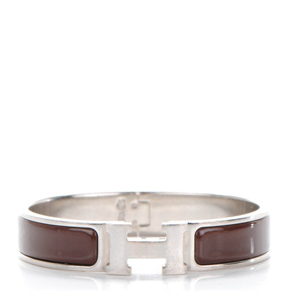 Hermes Enamel Narrow Clic Clac H Bracelet PM Chocolate 1 of 5