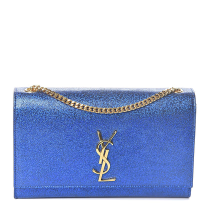 Saint Laurent Metallic Calfskin Medium Classic Monogram Kate Satchel Blue Royal 1 of 9