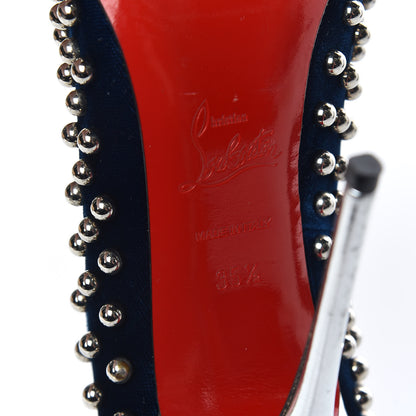 Christian Louboutin Velvet Specchio Billy 120 Spikes Pumps 35.5 Silver Eclipse 7 of 10