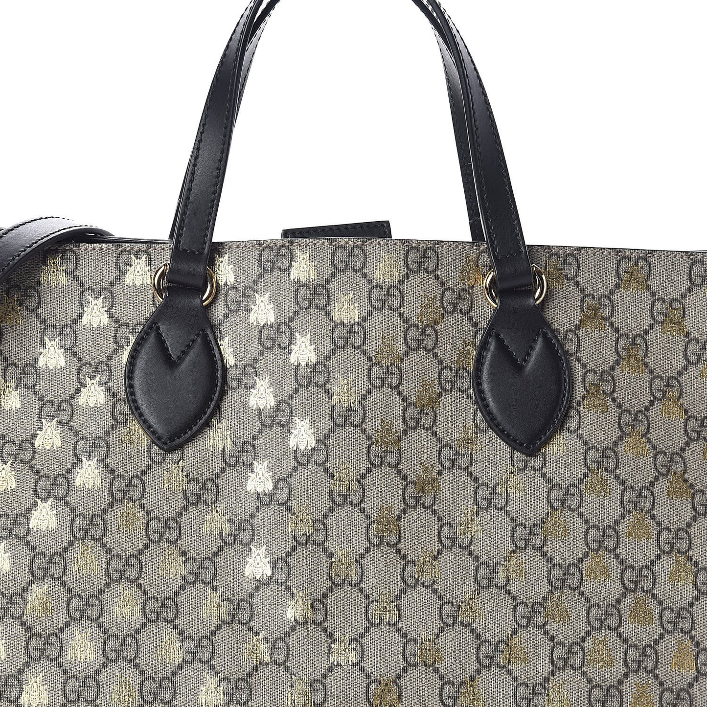 Soft GG Supreme Monogram Bees Medium Crossbody Tote Beige Oro Black