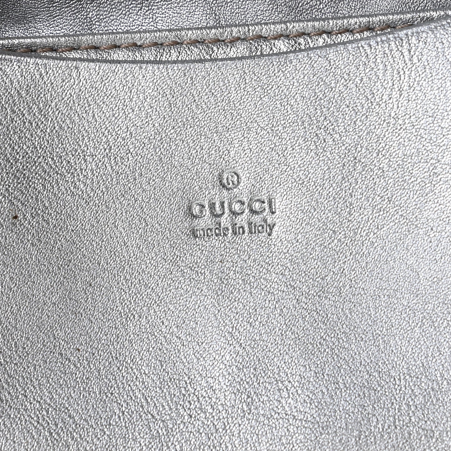 Metallic Guccissima Interlocking G Flap Card Case Silver