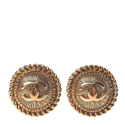 Chanel CC Button Clip On Earrings Gold 1 of 4