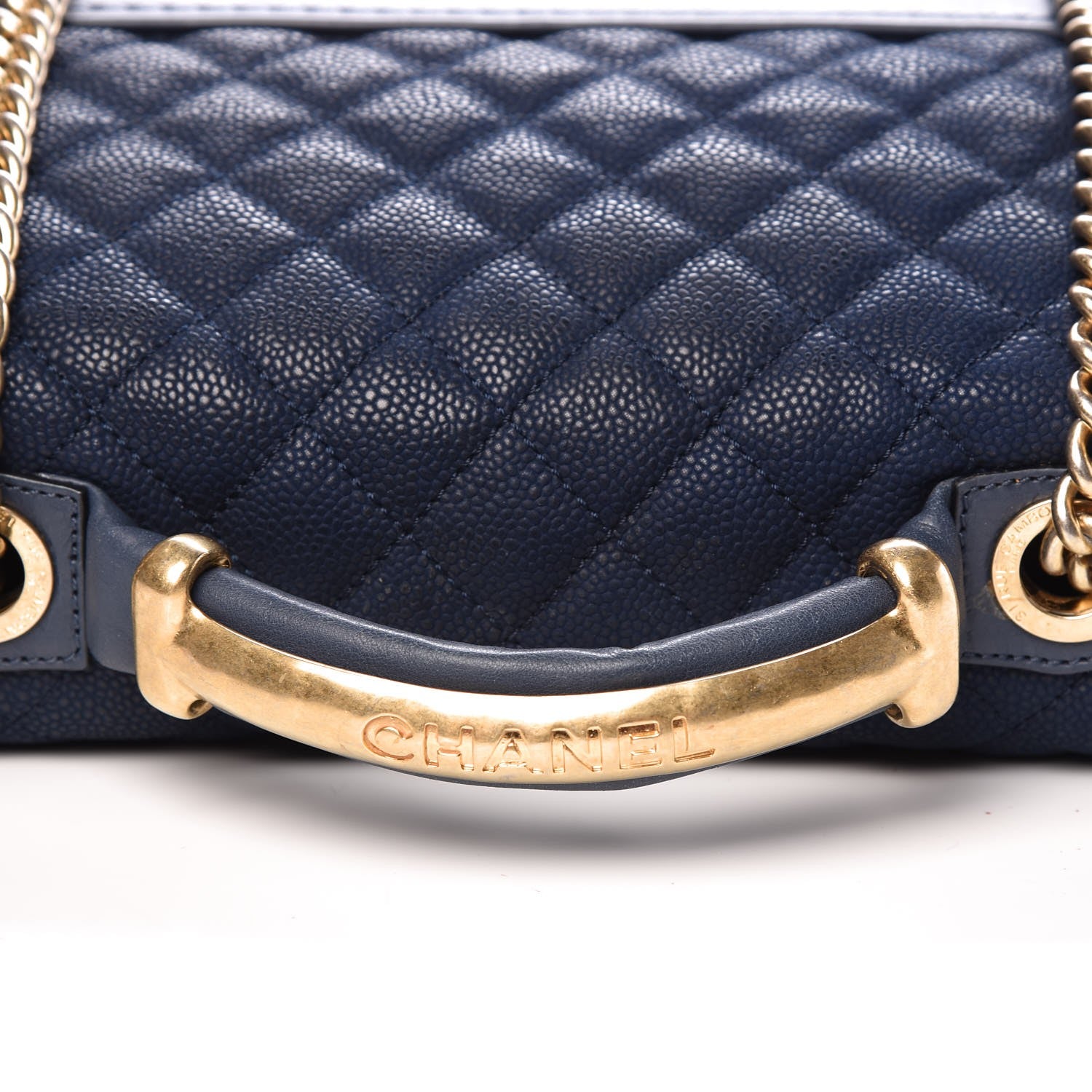 Chanel Iridescent Grained Calfskin Globe Trotter Medium Flap Navy Blue 7 of 8