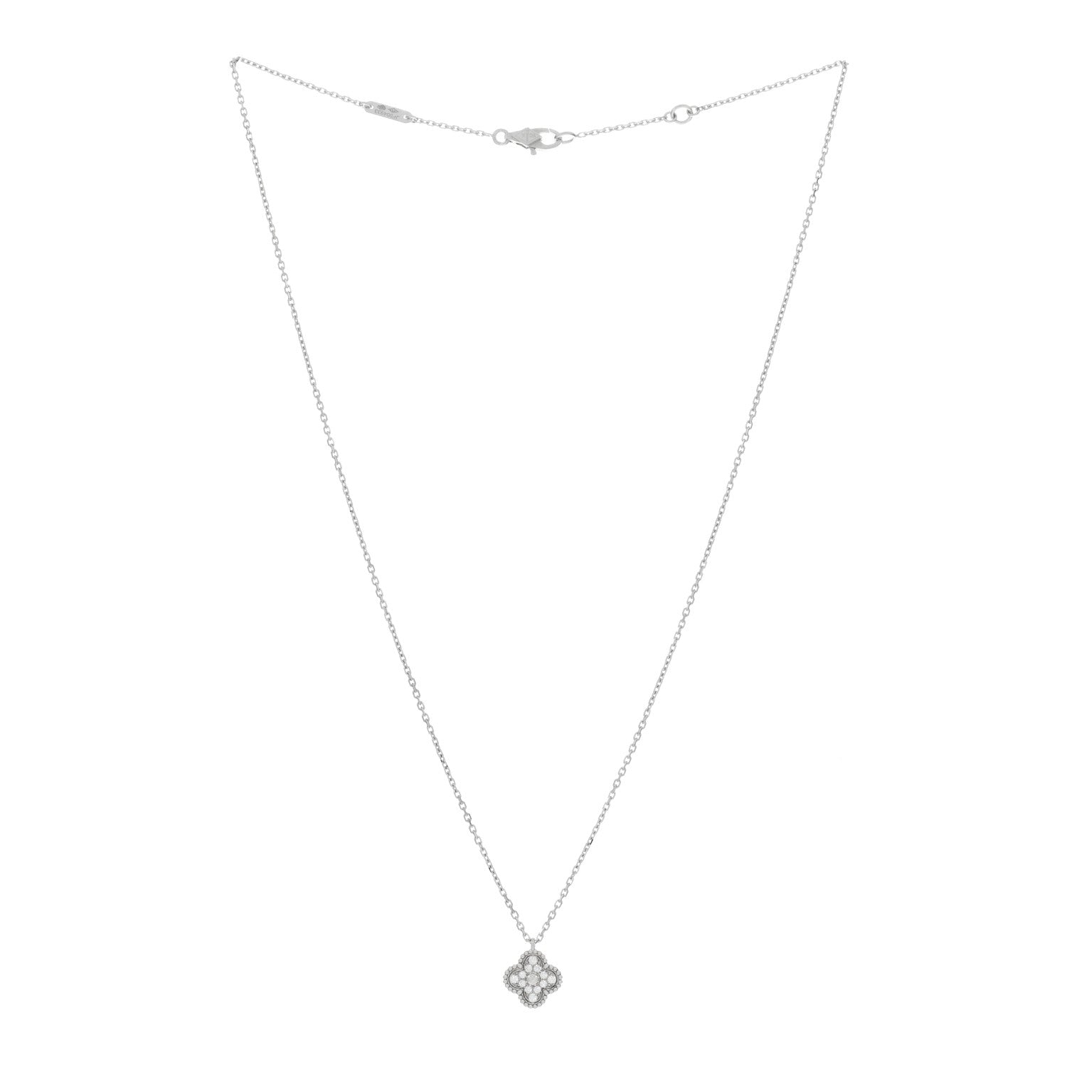 Van Cleef & Arpels 18K White Gold Diamond Sweet Alhambra Pendant Necklace 2 of 5