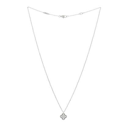Van Cleef & Arpels 18K White Gold Diamond Sweet Alhambra Pendant Necklace 2 of 5