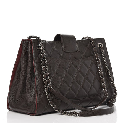 Chanel Caviar Quilted Large CC Accordion Shopping Bag Brown 4 of 9