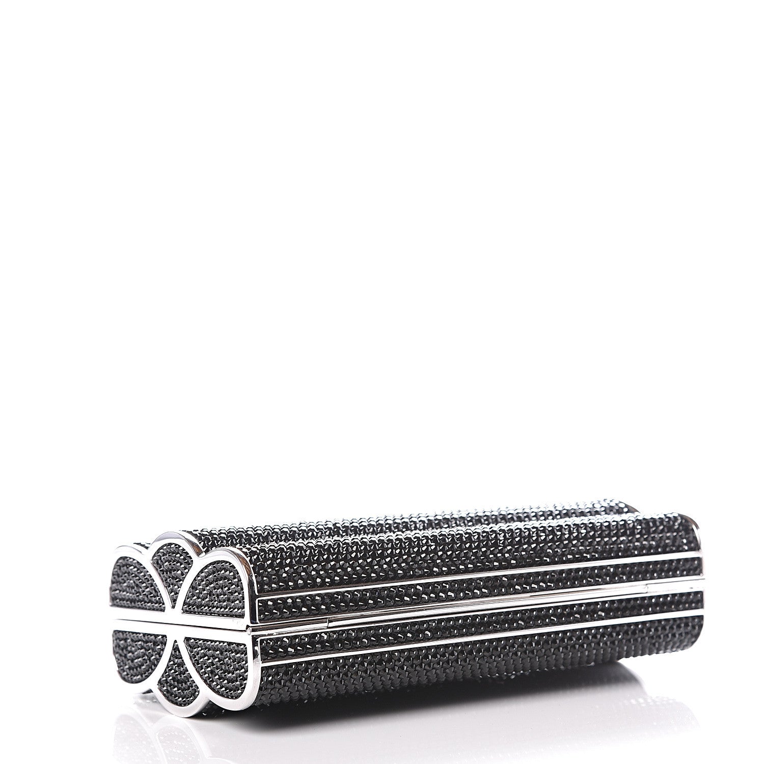 Judith Leiber Swarovski Crystal Minaudiere Clutch Black Silver 3 of 10