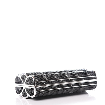 Judith Leiber Swarovski Crystal Minaudiere Clutch Black Silver 3 of 10