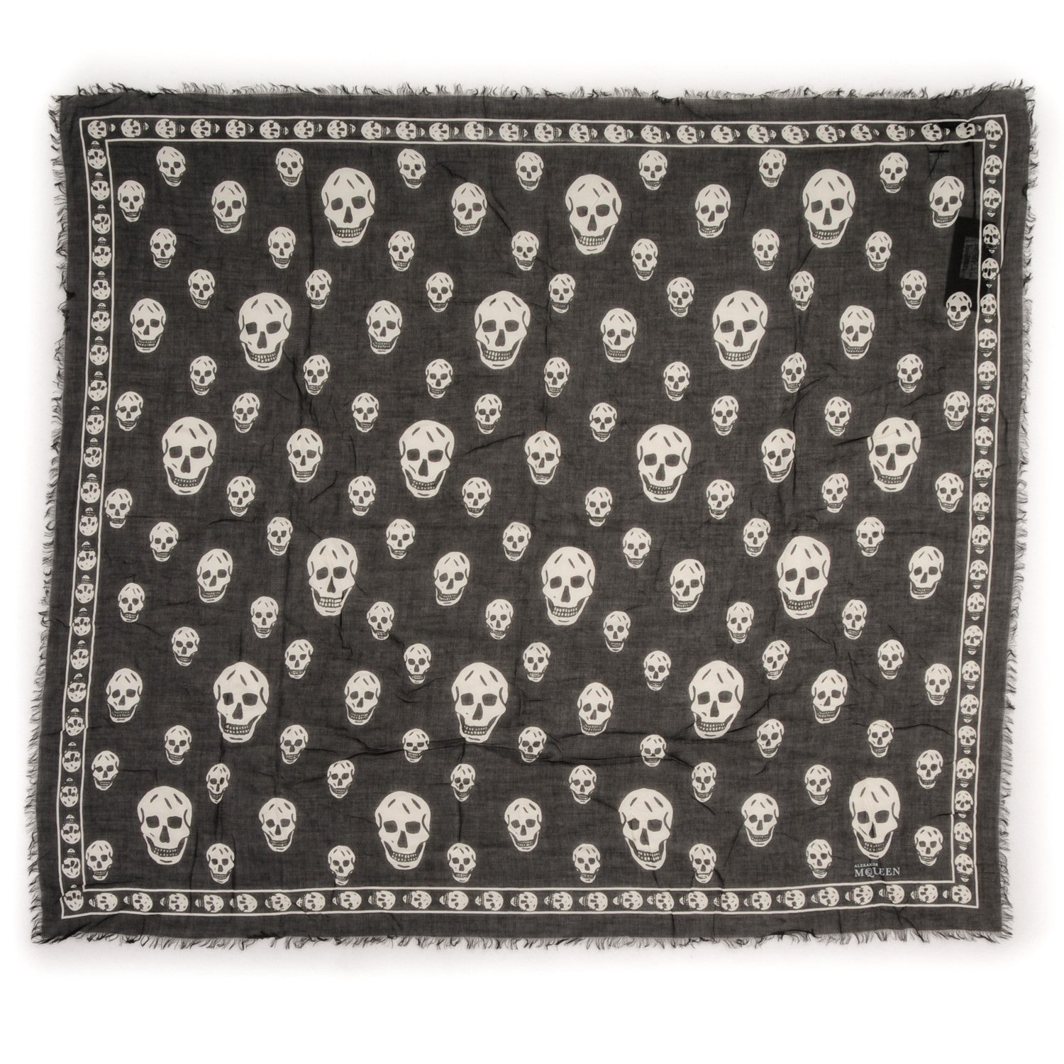 Alexander McQueen Modal Silk Skull Scarf Black White 3 of 5