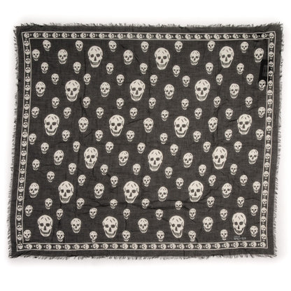 Alexander McQueen Modal Silk Skull Scarf Black White 3 of 5