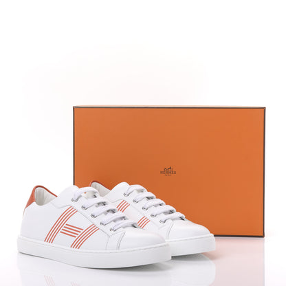 Hermes Calfskin Womens Advantage Sneakers 36 White Orange 9 of 9