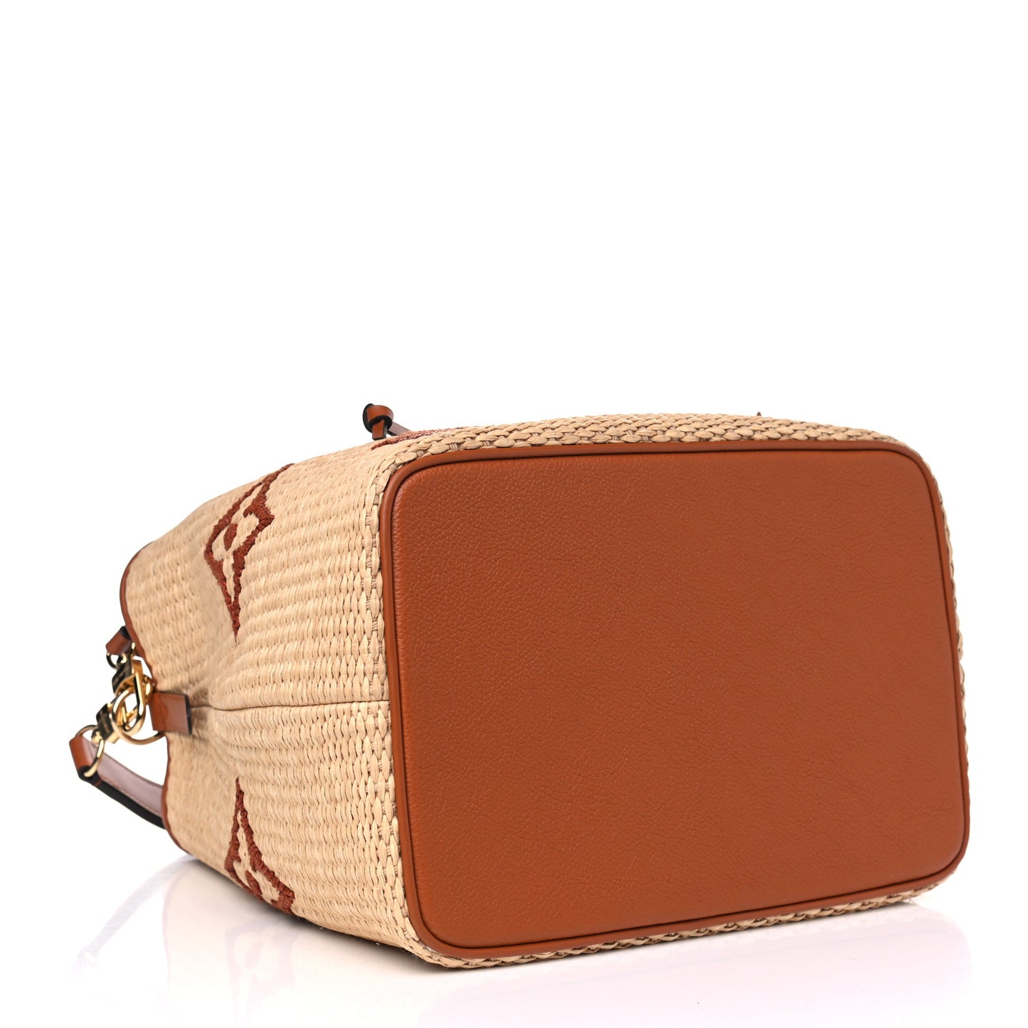 Raffia Calfskin Monogram Neonoe MM Tan