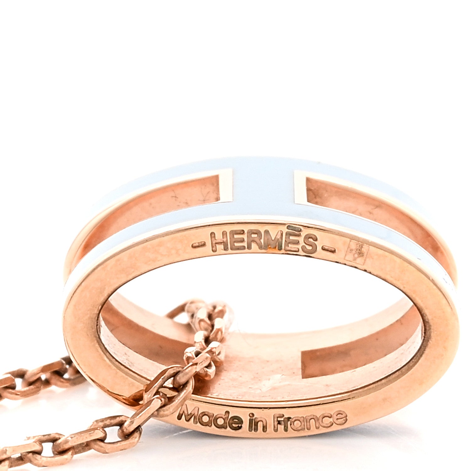 Hermes Lacquered Rose Gold Pop H Pendant Necklace Bleu Pastel 4 of 4