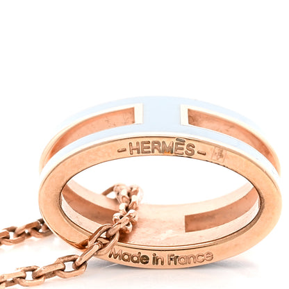 Hermes Lacquered Rose Gold Pop H Pendant Necklace Bleu Pastel 4 of 4