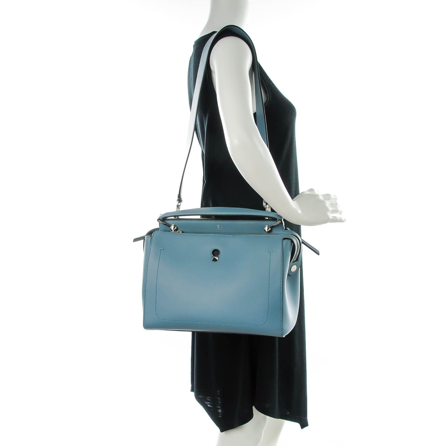 Fendi Vitello Baltico Dolce DotCom Satchel Riviera Blue Notte 2 of 8