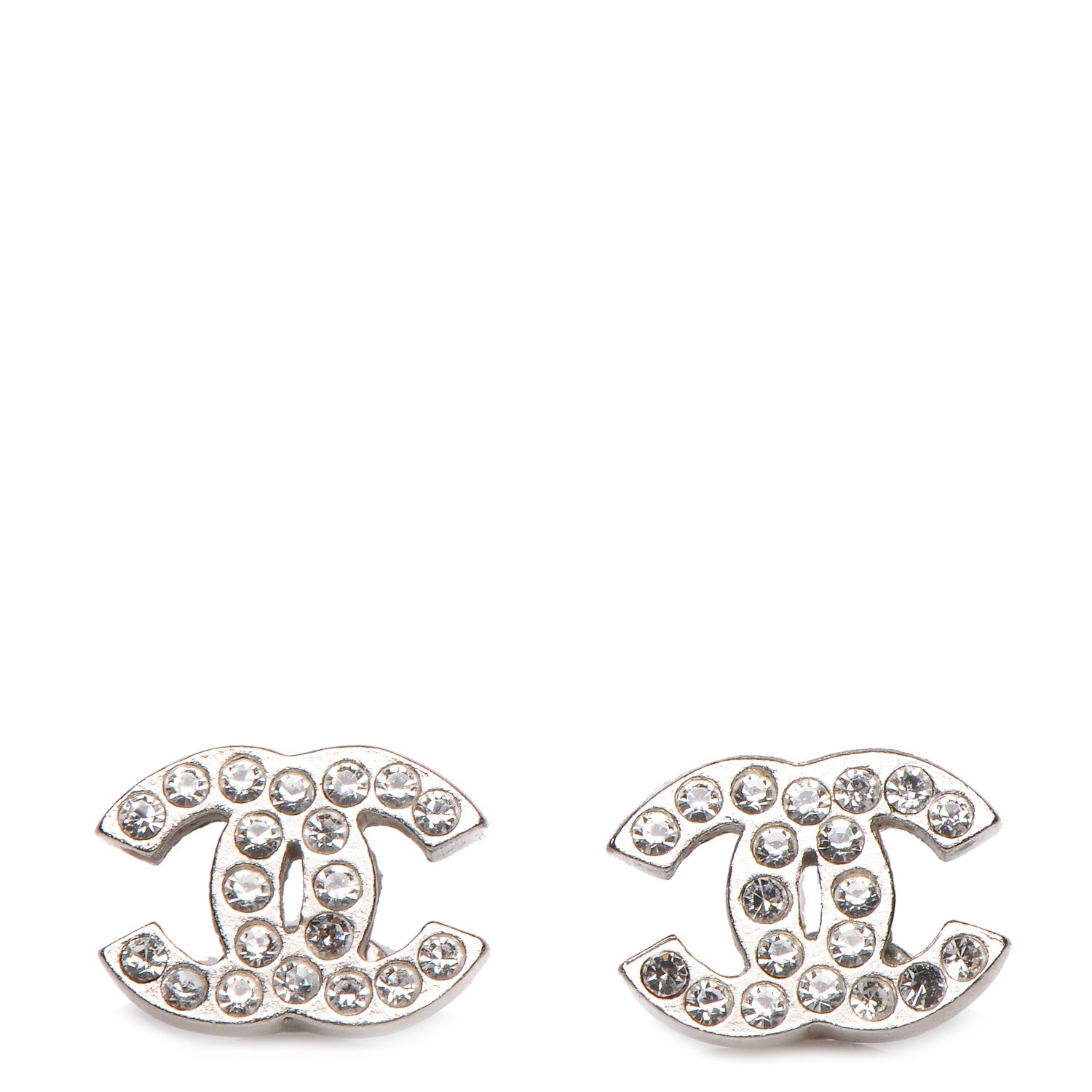 Chanel Crystal Mini Timeless CC Earrings Silver 1 of 5