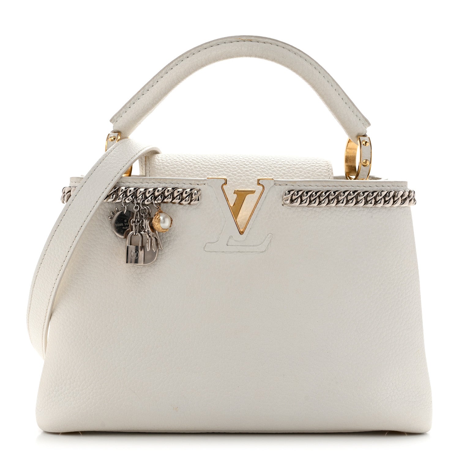 Louis Vuitton Taurillon Chain Capucines BB Gypsy Snow 1 of 12