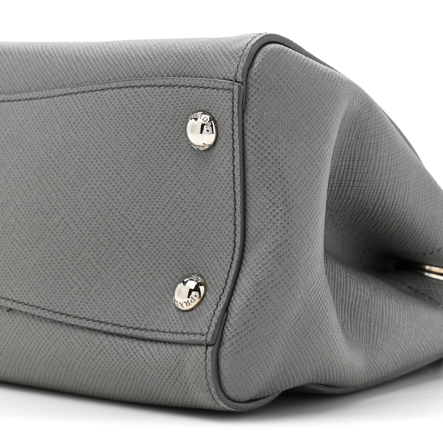 Prada Saffiano Cuir Double Zip Frame Tote Marmo 9 of 17