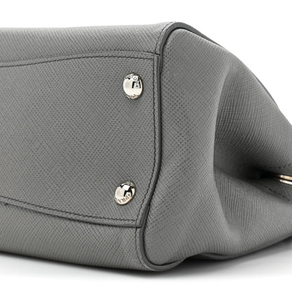 Prada Saffiano Cuir Double Zip Frame Tote Marmo 9 of 17