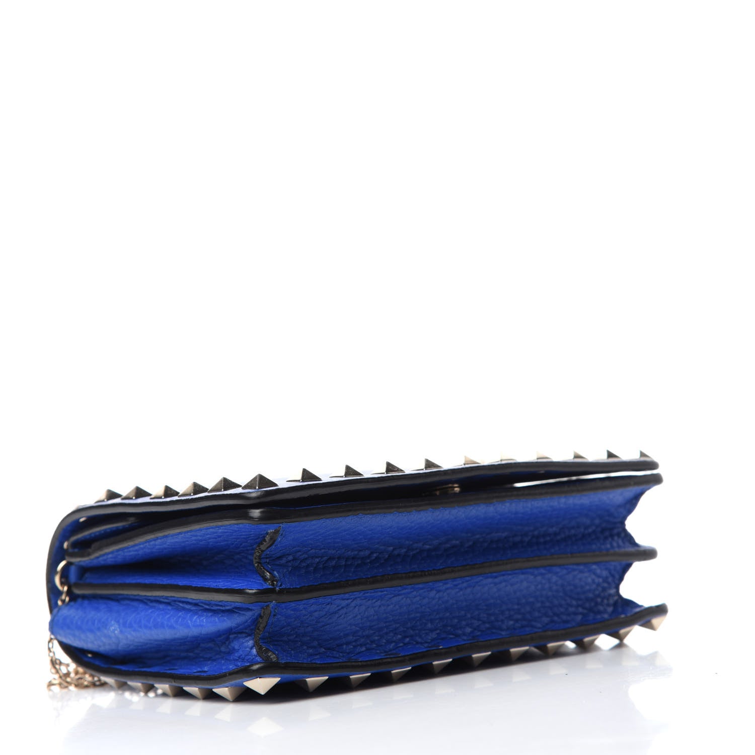 Valentino Garavani Grained Calfskin Rockstud Wallet on Chain Acid Blue 4 of 13