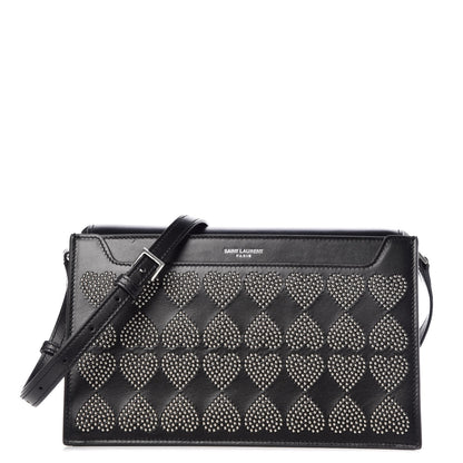 Saint Laurent Smooth Calfskin Catherine Heart Studded Satchel Black 1 of 10