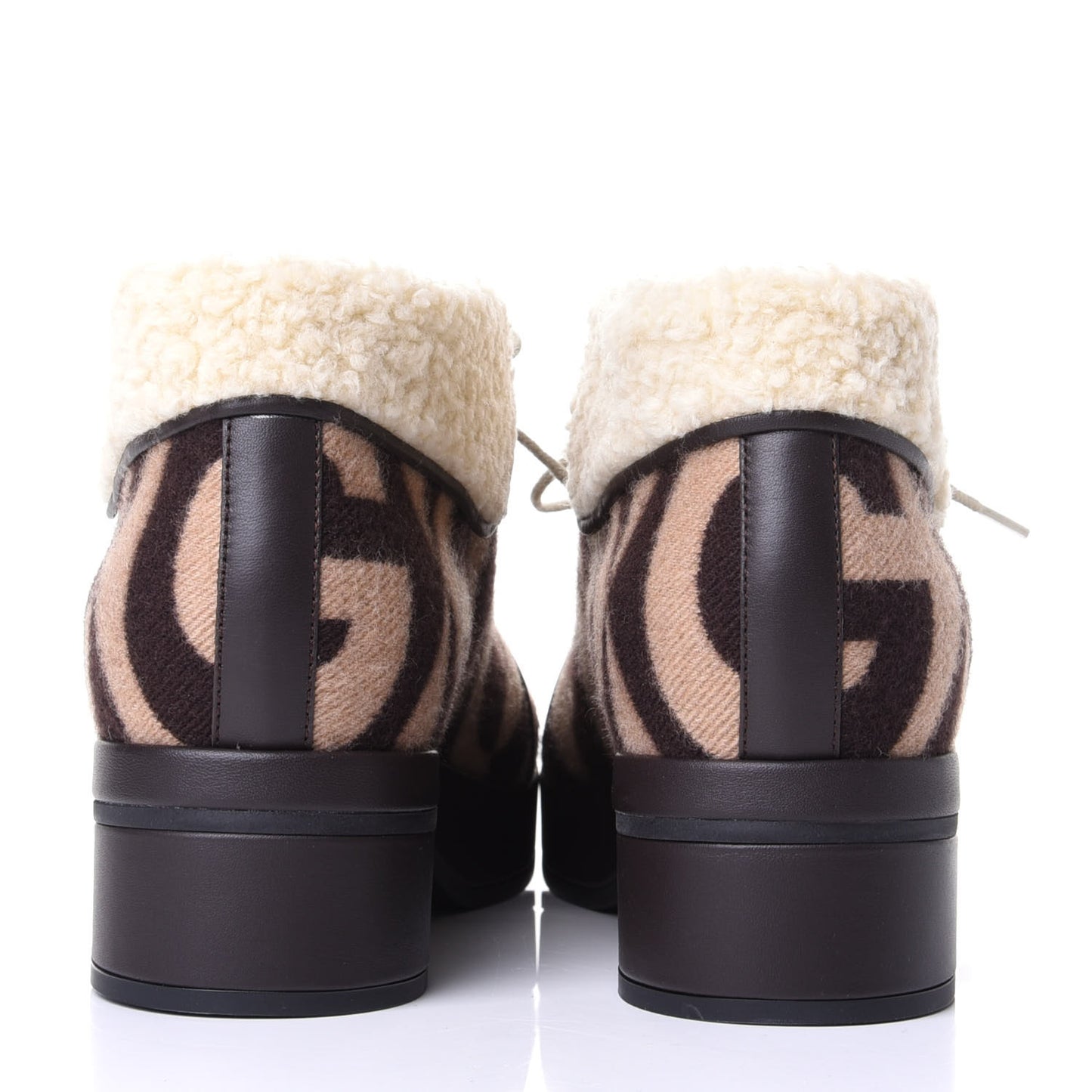 Wool Faux Shearling G Rhombus Womens Victor Ankle Boots 38 Beige Cocoa