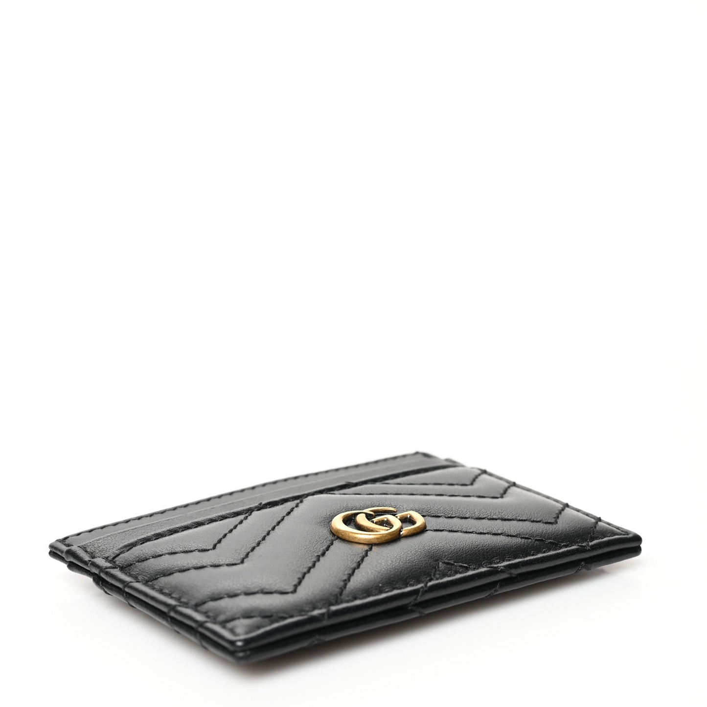 Calfskin Matelasse GG Marmont Card Holder Black
